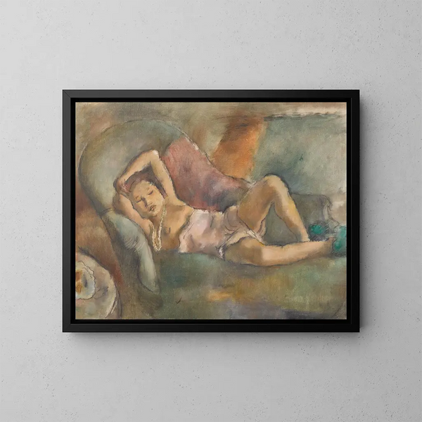 La fille endormie - Jules Pascin — inramlat konstverk på väggen