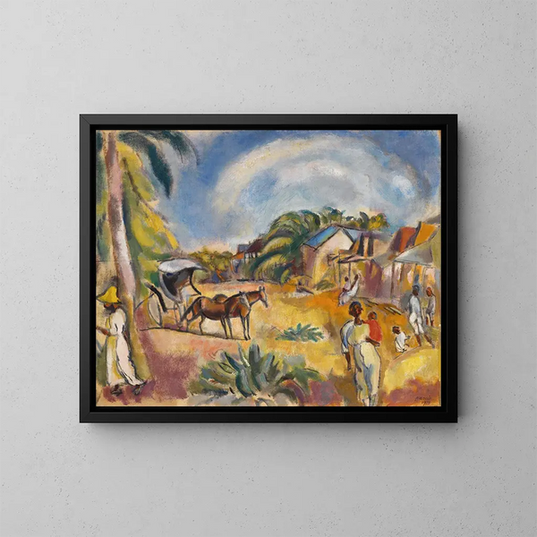 Landskap med figurer och vagn - Jules Pascin — inramlat konstverk på väggen