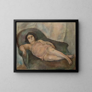 Le Modèle à la chemise rose - Jules Pascin — inramlat konstverk på väggen
