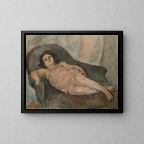 Le Modèle à la chemise rose - Jules Pascin — inramlat konstverk på väggen