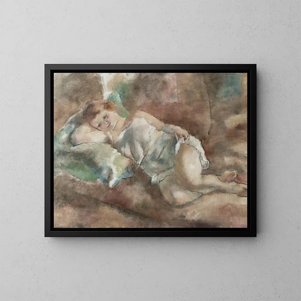Le repos du modèle - Jules Pascin — inramlat konstverk på väggen