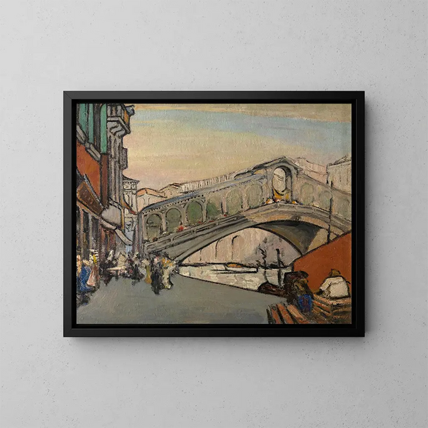 Le pont du Rialto à Venise - Jules Schmalzigaug — inramlat konstverk på väggen