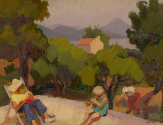 Familjescen i Saint-Tropez - Jules Émile Zingg — vy av konstverket