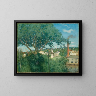 Le village de l'usine - Julian Alden Weir — inramlat konstverk på väggen