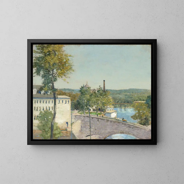 Moulins de la US Thread Company, Willimantic, Connecticut - Julian Alden Weir — inramlat konstverk på väggen