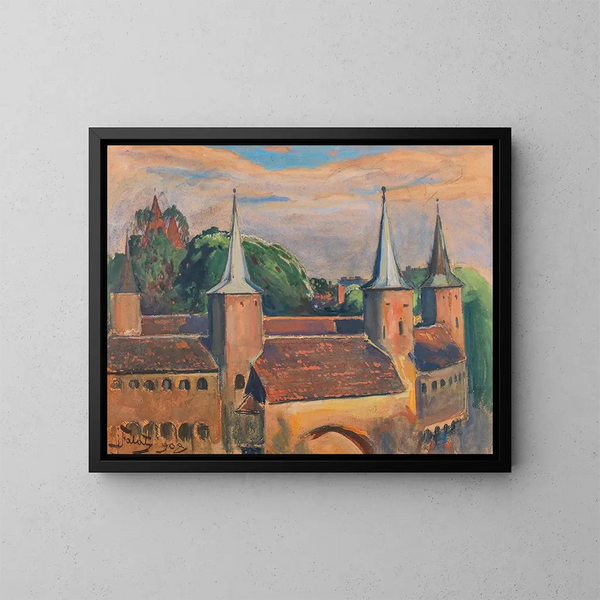 Le Barbican de Cracovie - Julian Fałat — inramlat konstverk på väggen