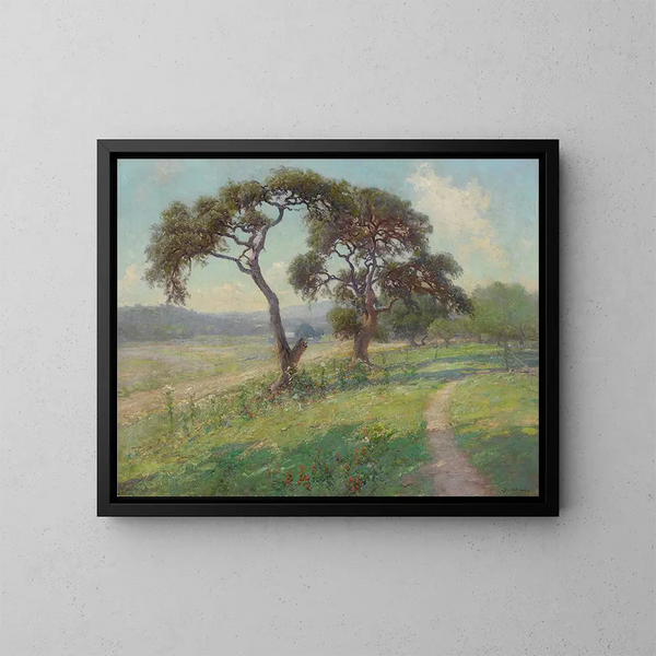 Landskap av Texas Hill Country utan titel - Julian Onderdonk — inramlat konstverk på väggen