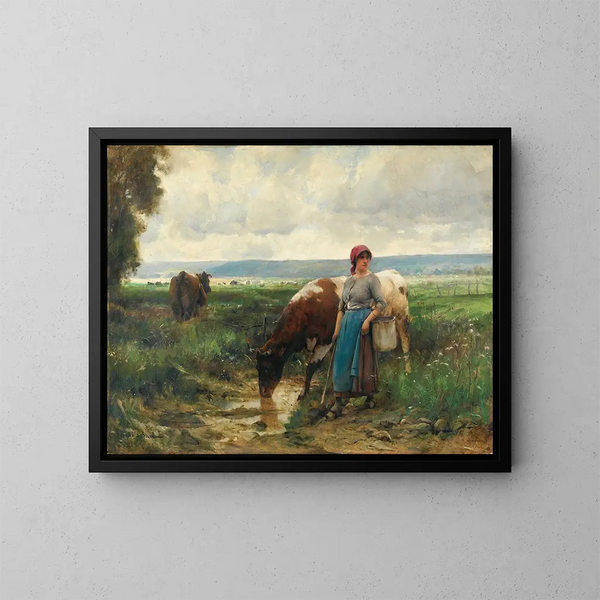 La Gardienne de vaches - Julien Dupré — inramlat konstverk på väggen