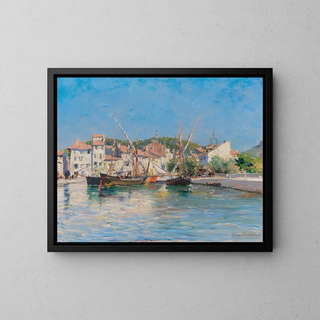 Le port de Cassis sur la Côte d'Azur - Julien Gustave Gagliardini — inramlat konstverk på väggen