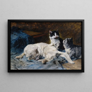 Julius Anton Adam - Katzenmutter mit zwei Ktzchen.webp