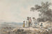 Vue de Londres avec Saint-Paul au Loin, une Famille en Pause sur un Chemin - Julius Caesar Ibbetson — vy av konstverket