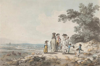 Julius Caesar Ibbetson - View of London with St Pauls in the Distance A Family Pausing on a Road.webp