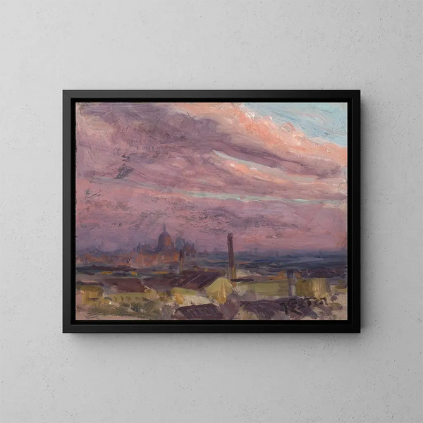 Ciel du soir sur Munich - Julius Exter — inramlat konstverk på väggen