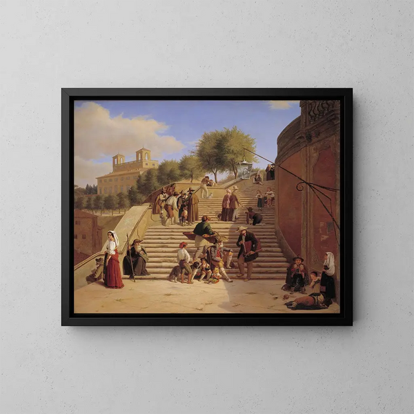Les escaliers espagnols à Rome - Julius Friedländer — inramlat konstverk på väggen