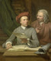 Självporträtt stående bredvid konstnären står hans far och lärare Jan Maurits Quinkhard 1688-1772 - Julius Henricus Quinkhard — vy av konstverket