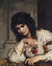 Dame sur le sein avec une rose - Julius Schrader — vy av konstverket