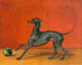 En en hund eller en italiensk jakthund med en boll - Julius von Blaas — vy av konstverket