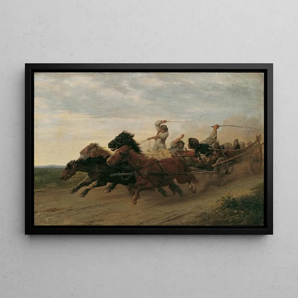 Julius von Blaas - Wettfahrt betrunkener slowakischer Bauern.webp
