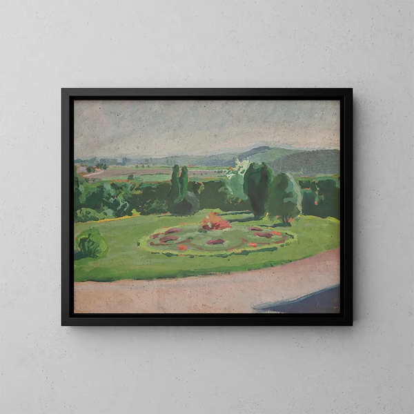 Parterre de fleurs devant le manoir - Józef Mehoffer — inramlat konstverk på väggen