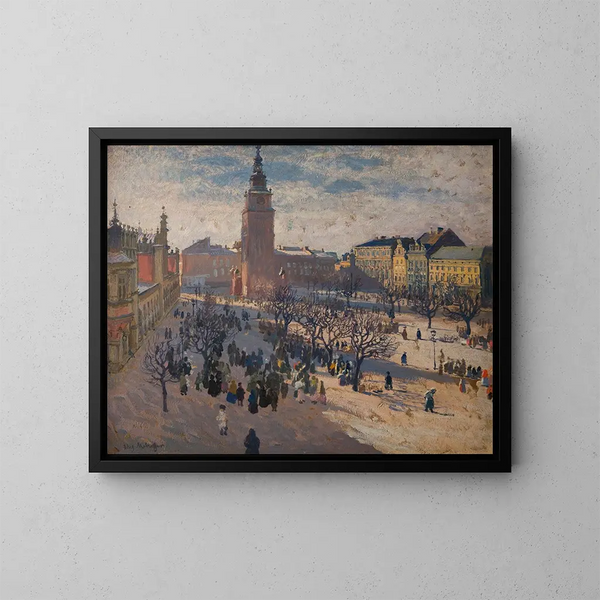 Place du marché principal à Cracovie - Józef Mehoffer — inramlat konstverk på väggen