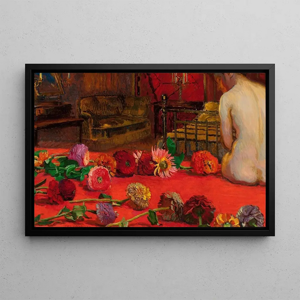 Zinnias - Józef Mehoffer — inramlat konstverk på väggen