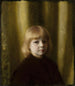 Portrait av Stefan Polczyński Portrait av ett barn Portrait av en pojke på en gulaktig draperingsbakgrund - Józef Pankiewicz — vy av konstverket