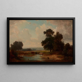 Jzef Szermentowski - Landscape with Cows at a WateringPlace.webp