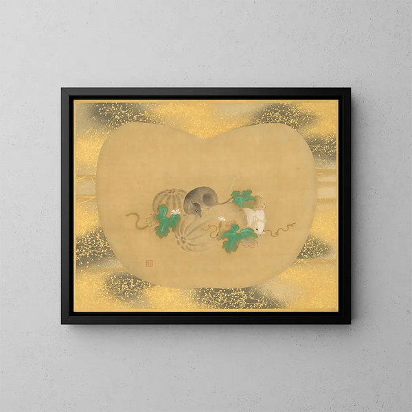 Gourd och mus - Kanō Tsunenobu — inramlat konstverk på väggen