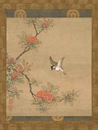 Kano Yukinobu - Titmouse with Pomegranate Flowers.webp