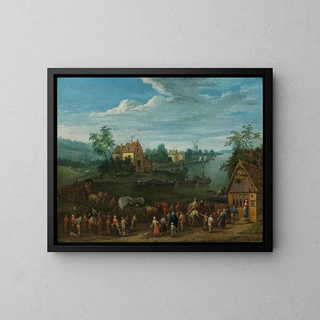 Karel Breydel - A river landscape with travellers in the foreground.webp