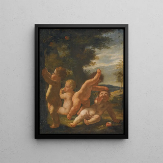 Karel krta - Four Putti Playing In A Landscape.webp