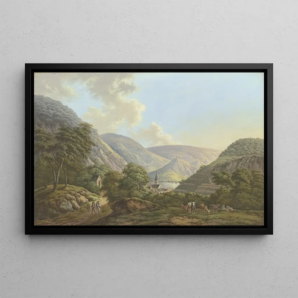 Petit village dans la vallée du Rhin - Karl Franz Kraul — inramlat konstverk på väggen