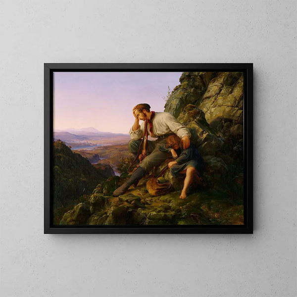 Le voleur et son enfant - Karl Friedrich Lessing — inramlat konstverk på väggen