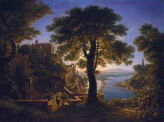 Château vid floden - Karl Friedrich Schinkel — vy av konstverket