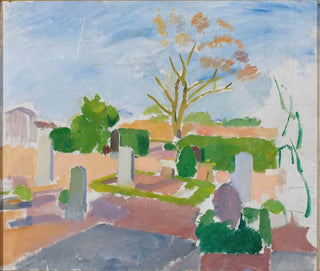 de kristna på kyrkogården - Karl Isakson — vy av konstverket