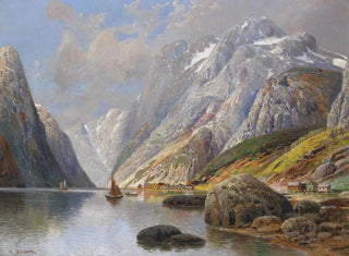 Landskap av Holmstedt-fjorden - Karl Kaufmann — vy av konstverket