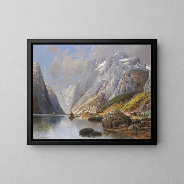 Landskap av Holmstedt-fjorden - Karl Kaufmann — inramlat konstverk på väggen
