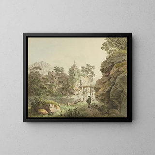 Vue du château de Zwingen sur la Birs - Karl Ludwig Zehender — inramlat konstverk på väggen