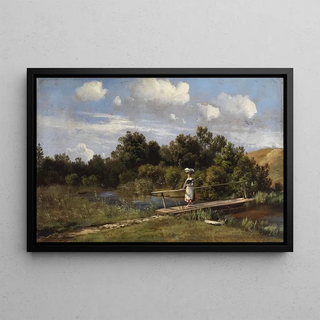 Karl Millner - Sommerliche Landschaft mit einer Wscherin.webp