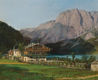 Villa Zedlitz vid Altaussee-sjön med utsikt över Trisselwand - Karl Reinhold — vy av konstverket