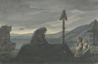 Karl Sandhaas - Witwe mit ihren Kindern am Grabe des Mannes.webp