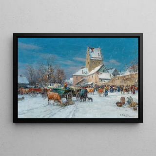 Karl Stuhlmller - A Market Scene in Winter.webp