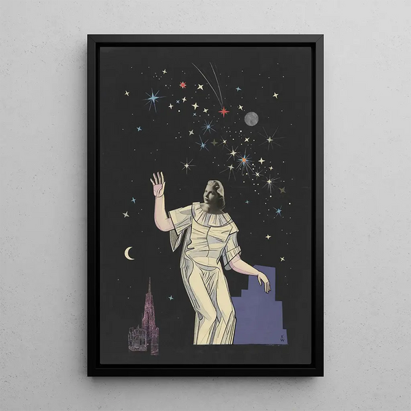 Karl Wiener - Ohne Titel Collage Frau Gestirne Stephansdom.webp