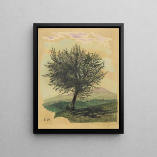 Karl Wiener - Ohne Titel Laubbaum in Landschaft.webp