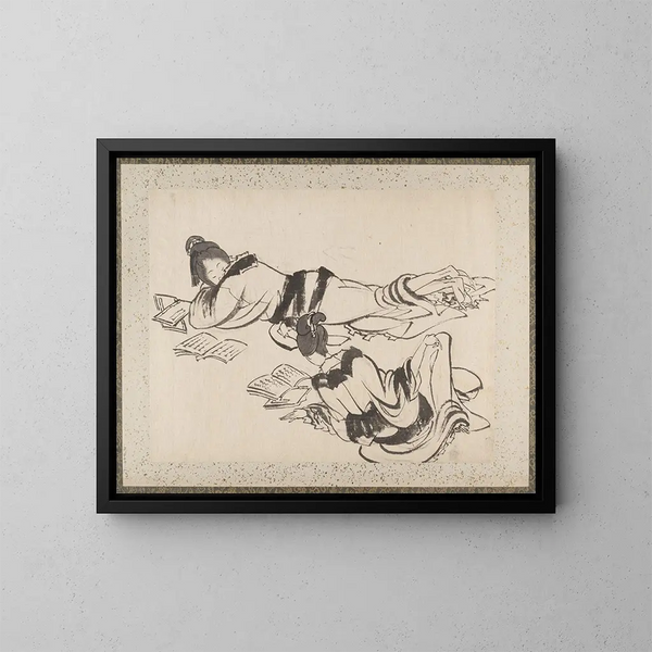 Album med skissbok av Katsushika Hokusai och hans elever Pl27 - Katsushika Hokusai — inramlat konstverk på väggen