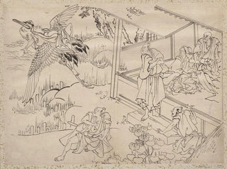 Album med skissbok av Katsushika Hokusai och hans elever Pl59 - Katsushika Hokusai — vy av konstverket