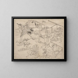 Album med skissbok av Katsushika Hokusai och hans elever Pl59 - Katsushika Hokusai — inramlat konstverk på väggen