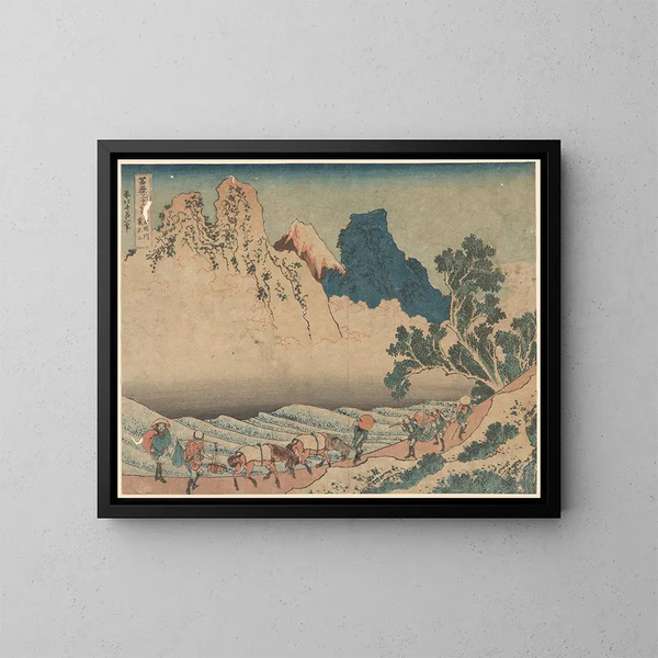 Fuji bakom floden Minobu - Katsushika Hokusai — inramlat konstverk på väggen
