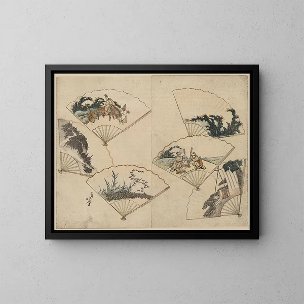 Le bain de Mutamagawa - Katsushika Hokusai — inramlat konstverk på väggen