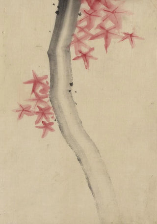 Katsushika Hokusai - Unidentified possibly a tree branch with red starshaped leaves or blossoms.webp